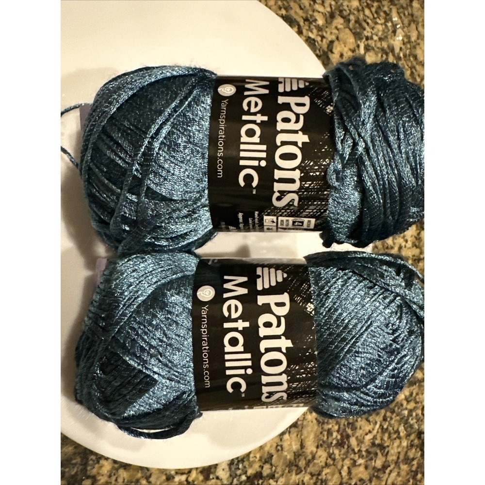 Patons Metallic Yarn Metallic Teal #95201 3oz 85gr LOT 2 Skein Gorgeous